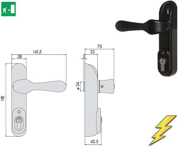 ELETTROMANIGLIA CISA 07074.80 X MANIGL. APPLICARE 