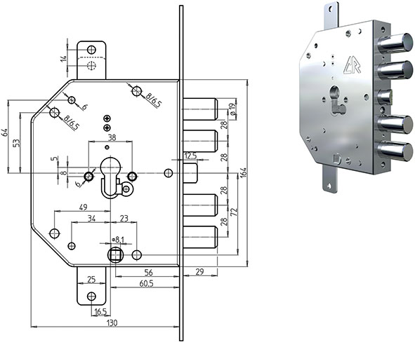 SERRATURE CR PER PORTE BLINDATE I28 2155G         
