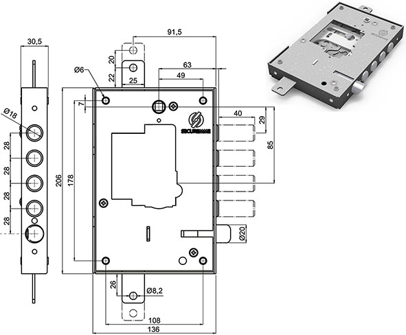 SERRATURE SECUREMME PORTE BLINDATE 2501.28        
