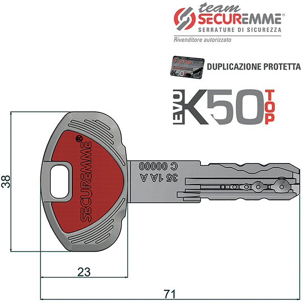 CHIAVI SECUREMME TEAM EVOK50 * DUPLICATO          