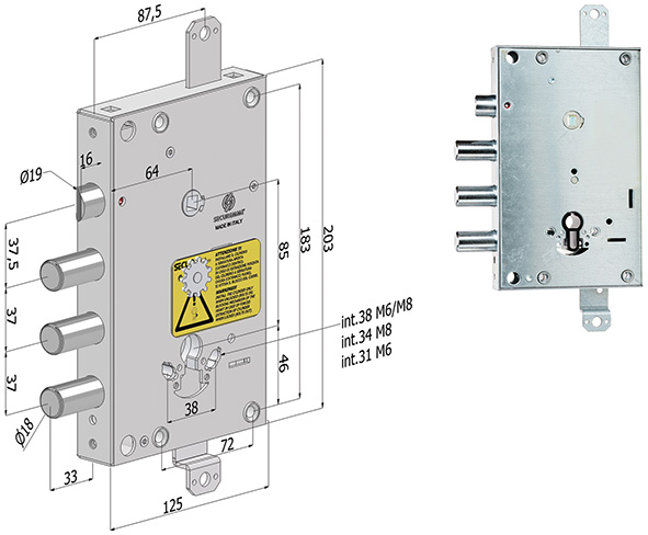 SERRATURE SECUREMME PORTE BLINDATE 1651SCR0337CT2 